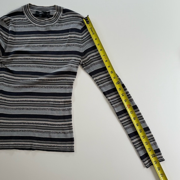 Theory~Silk Blend Pullover~Women’s S~Blue/Cream Striped~Long Sleeve~Ribbed - Picture 5 of 9
